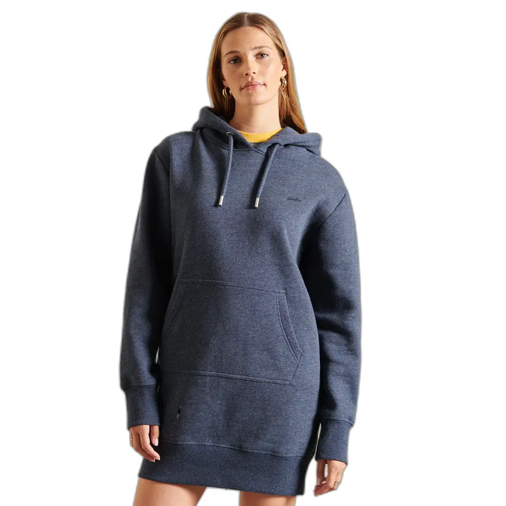 5057847525031 - Womens Vintage Hoodie Kleid mit Stickerei und Logo Marineblau - Größe 36