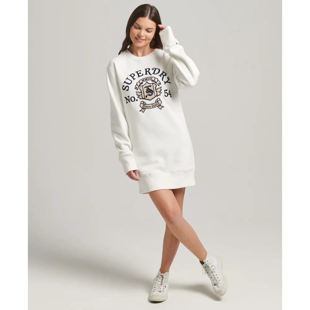 5059726103460 - Womens Damen Weiß und Schwarz Pride In Craft Kleid mit Rundhalsausschnitt Bedruckt Größe 38 - Größe 38