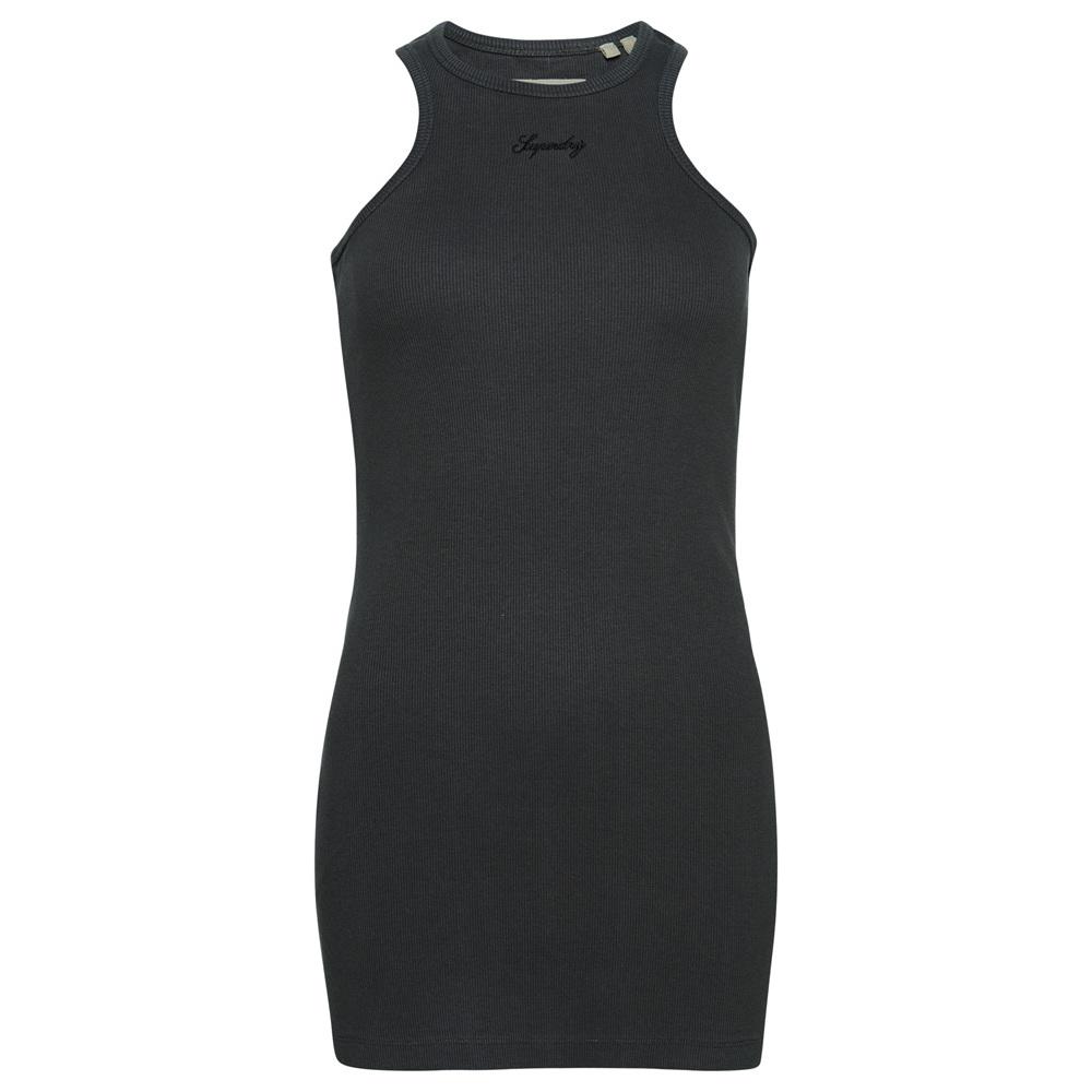 5059726534134 - Damen Code Essential Tanktop-Kleid mit Logo Dunkelgrau - Größe 42