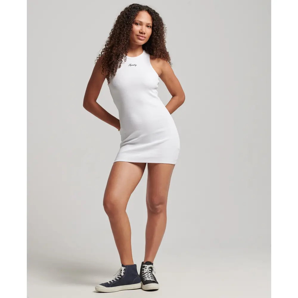 5059726566708 - Damen Code Essential Tanktop-Kleid mit Logo Weiß - Größe 44