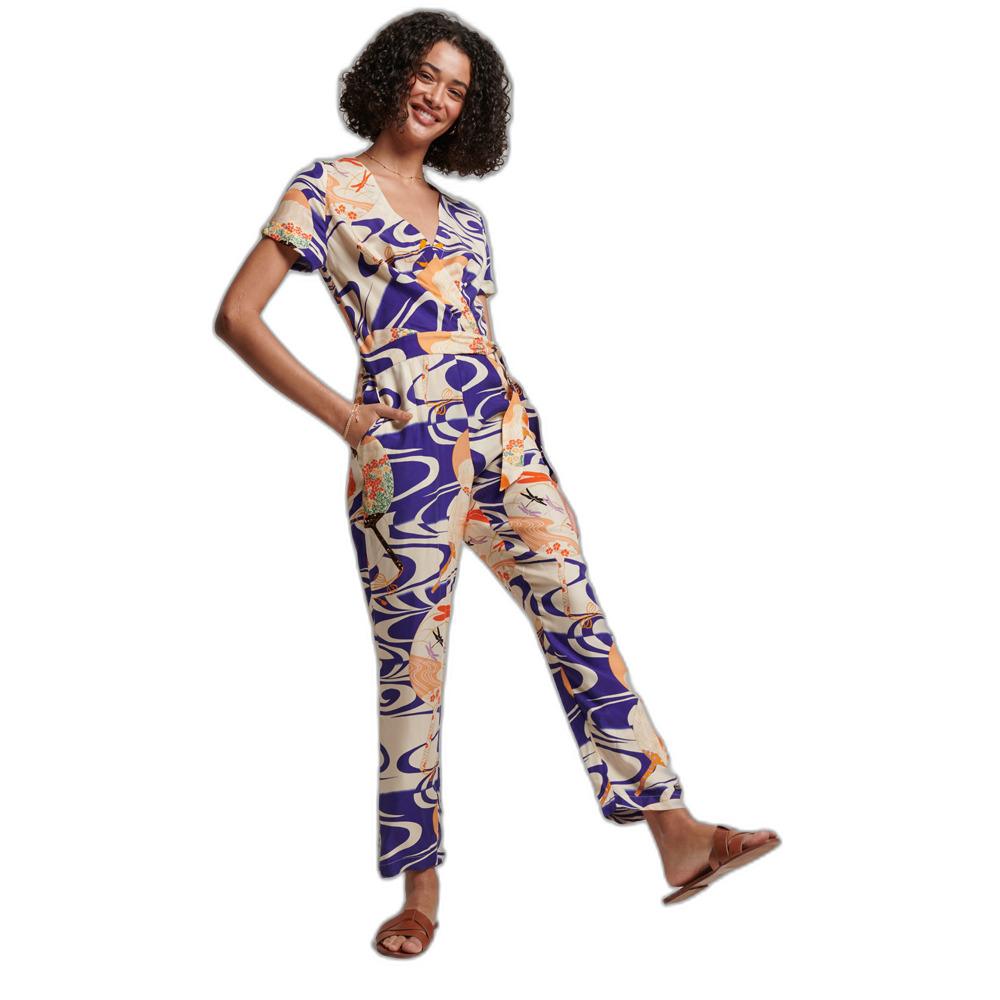 5059726535889 - Womens Vintage Jumpsuit aus Webstoff Blau - Größe 42