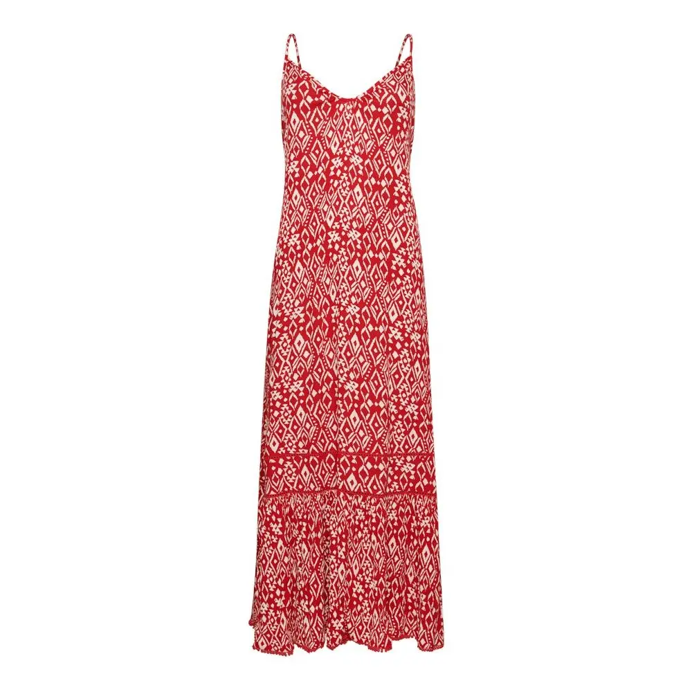 5059726426231 - Damen Langes Strand-Trägerkleid Rot - Größe 44