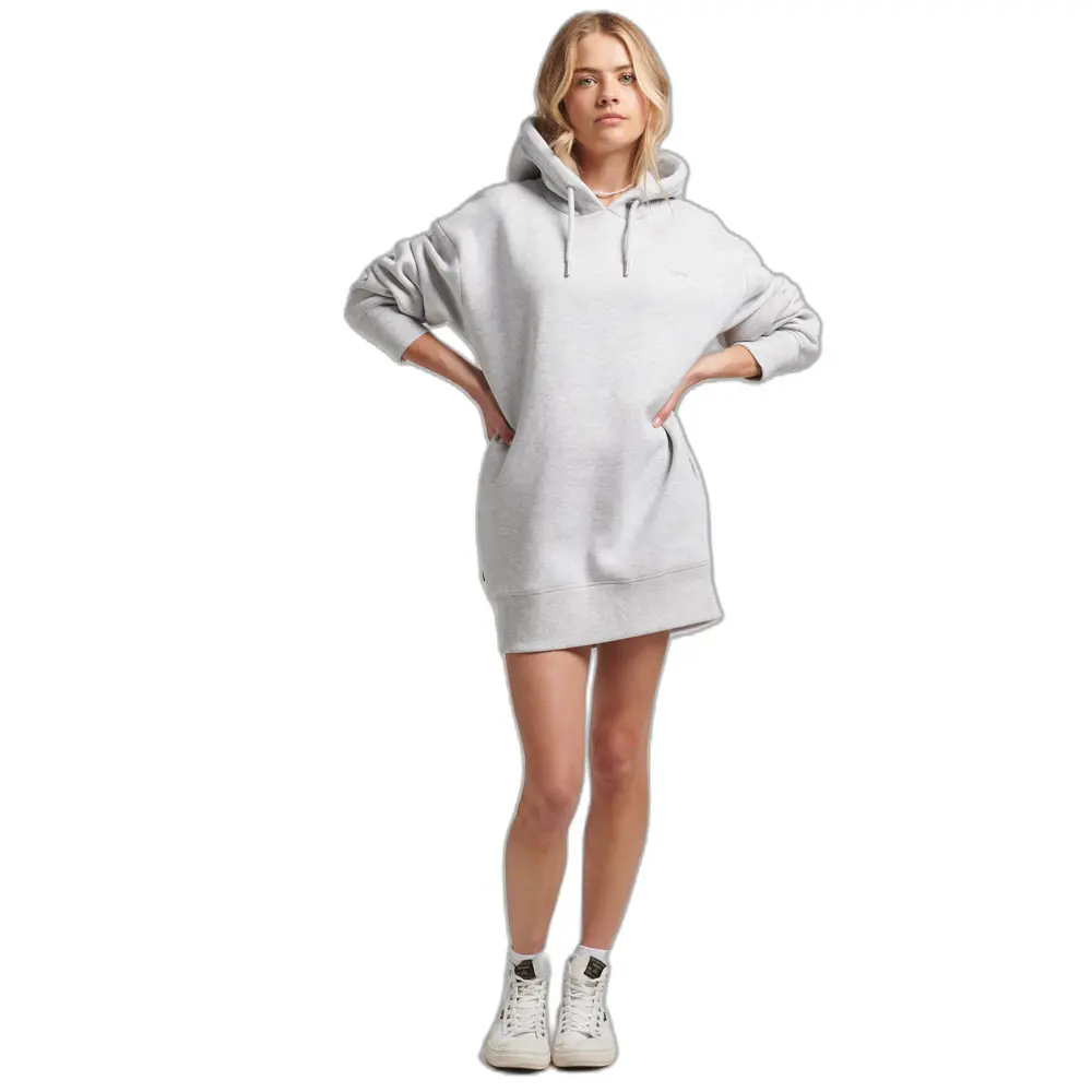 5059726226794 - Womens Sweatkleid mit Logostickerei aus Bio-Baumwolle Hellgrau - Größe XS S