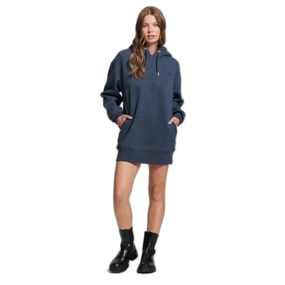 5059726226916 - Womens Sweatkleid mit Logostickerei aus Bio-Baumwolle Marineblau - Größe XS S