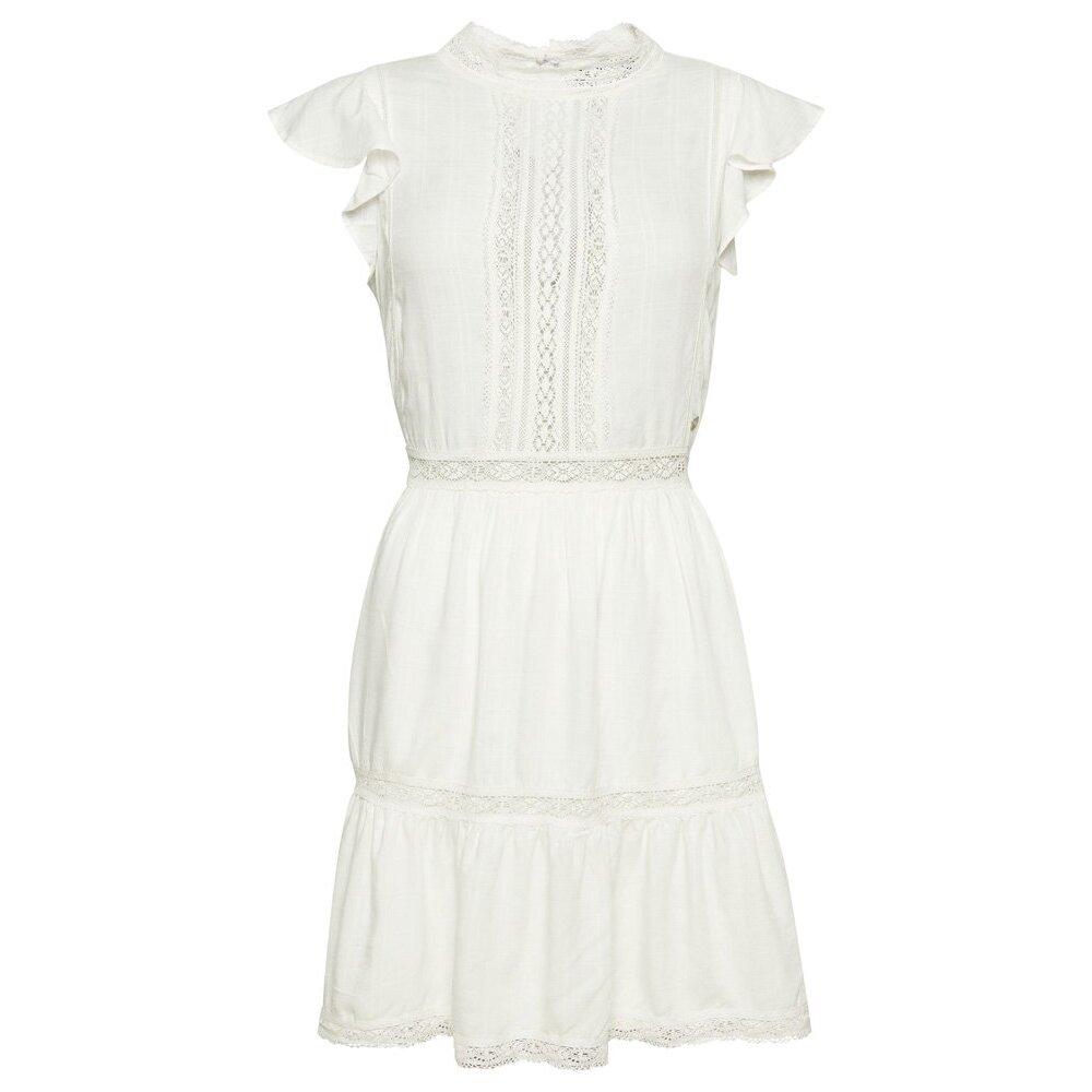 5059726567057 - Damen Weiß Studios Kleid mit Spitzenbesatz Größe 44 - Größe 44