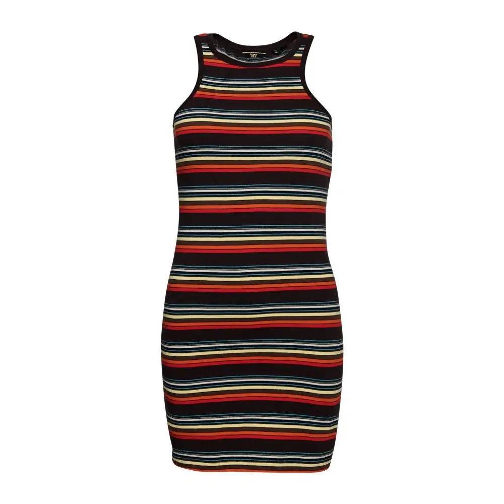 5059726538897 - Damen Gestreiftes Vintage Racer-Kleid Bunt - Größe 44