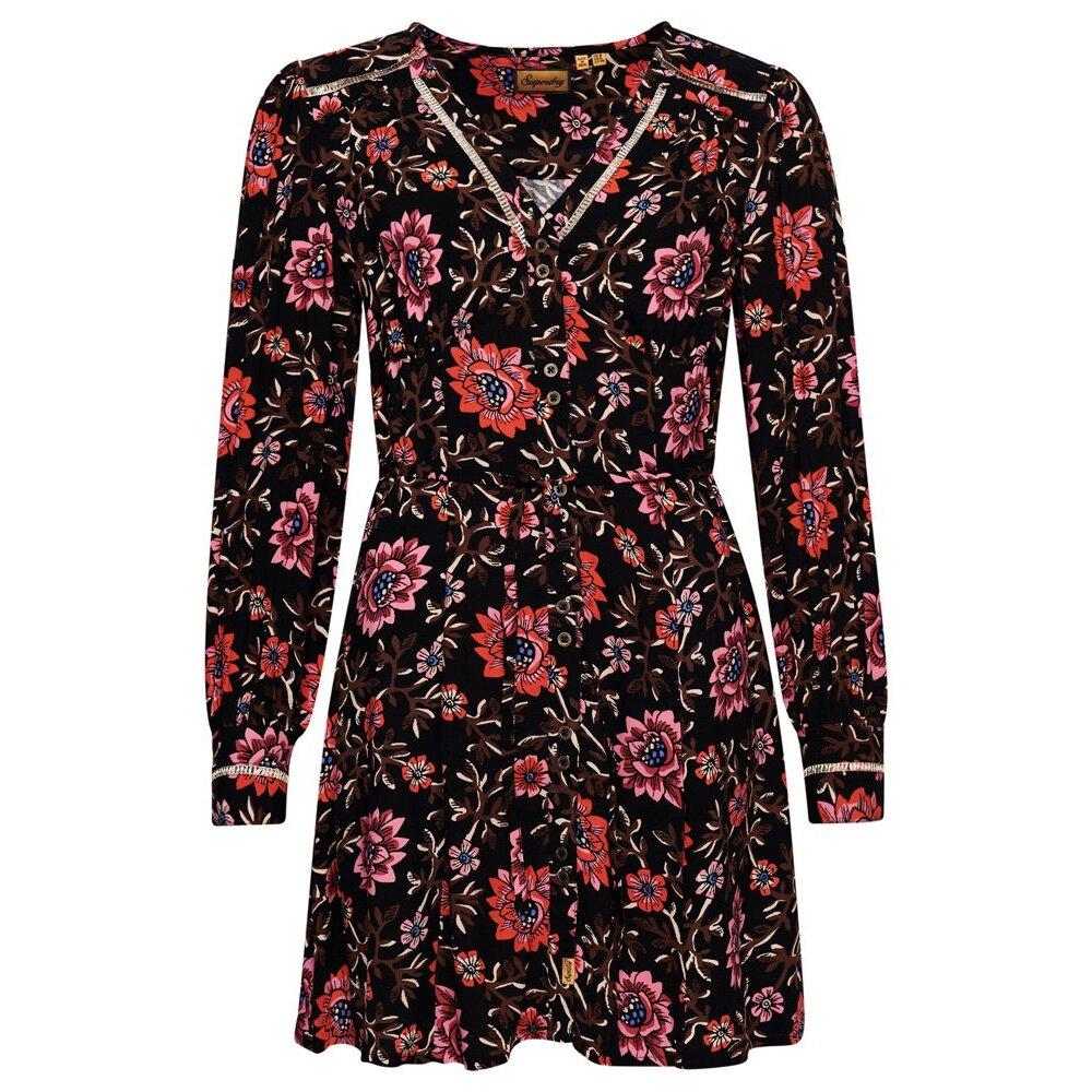 5059726864378 - Bedrucktes fließendes kurzes Kleid mit V-Ausschnitt Frau Superdry