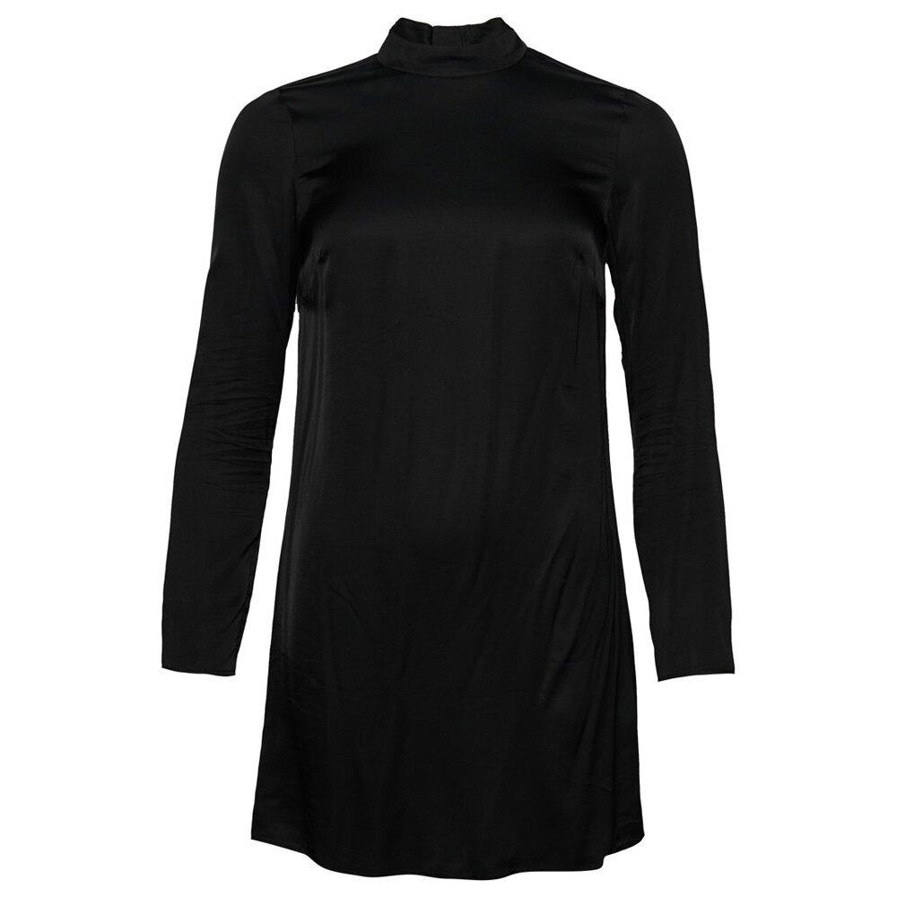 5063068007416 - Damen Satin-Minikleid mit Stehkragen Schwarz - Größe 40