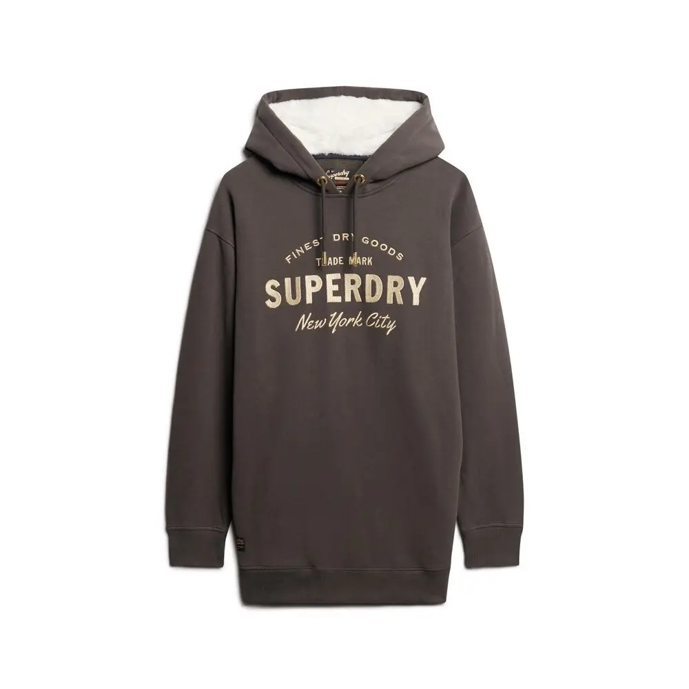 5059726960841 - Damen Luxe Hoodie-Kleid mit Logo in Metallic-Optik Dunkelgrau - Größe 6-8 5059726960841 - Damen Luxe Hoodie-Kleid mit Logo in Metallic-Optik Dunkelgrau - Größe 6-8