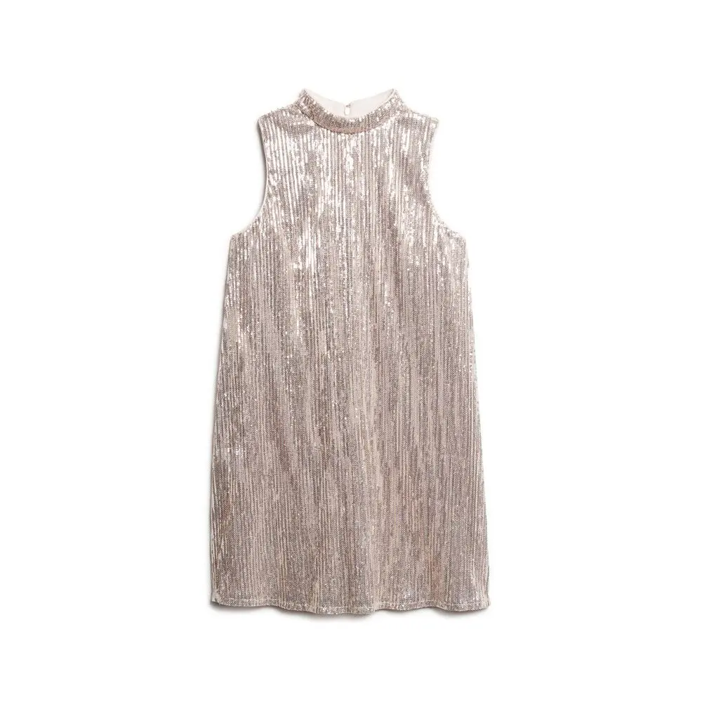 Kurzes ärmelloses Trapezkleid mit Pailletten, Damen Superdry