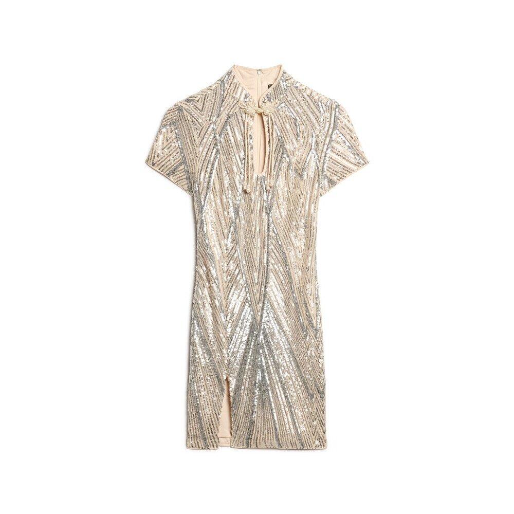 5063068395391 - Kurzes Kleid mit Mao-Kragen und Pailletten für Frauen Superdry