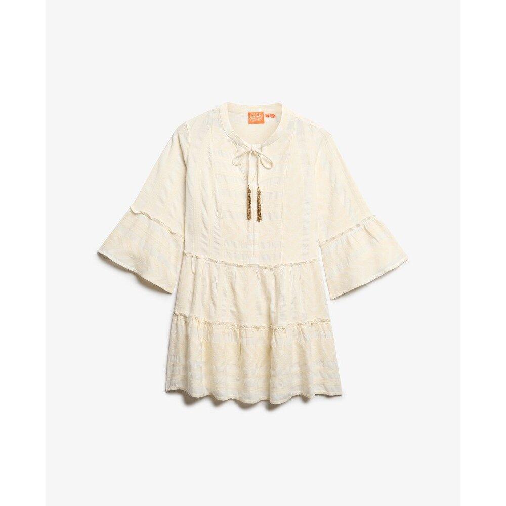 5063068560614 - Kurzes Kleid mit langen Ärmeln und Rüschen Ibiza Damen Superdry