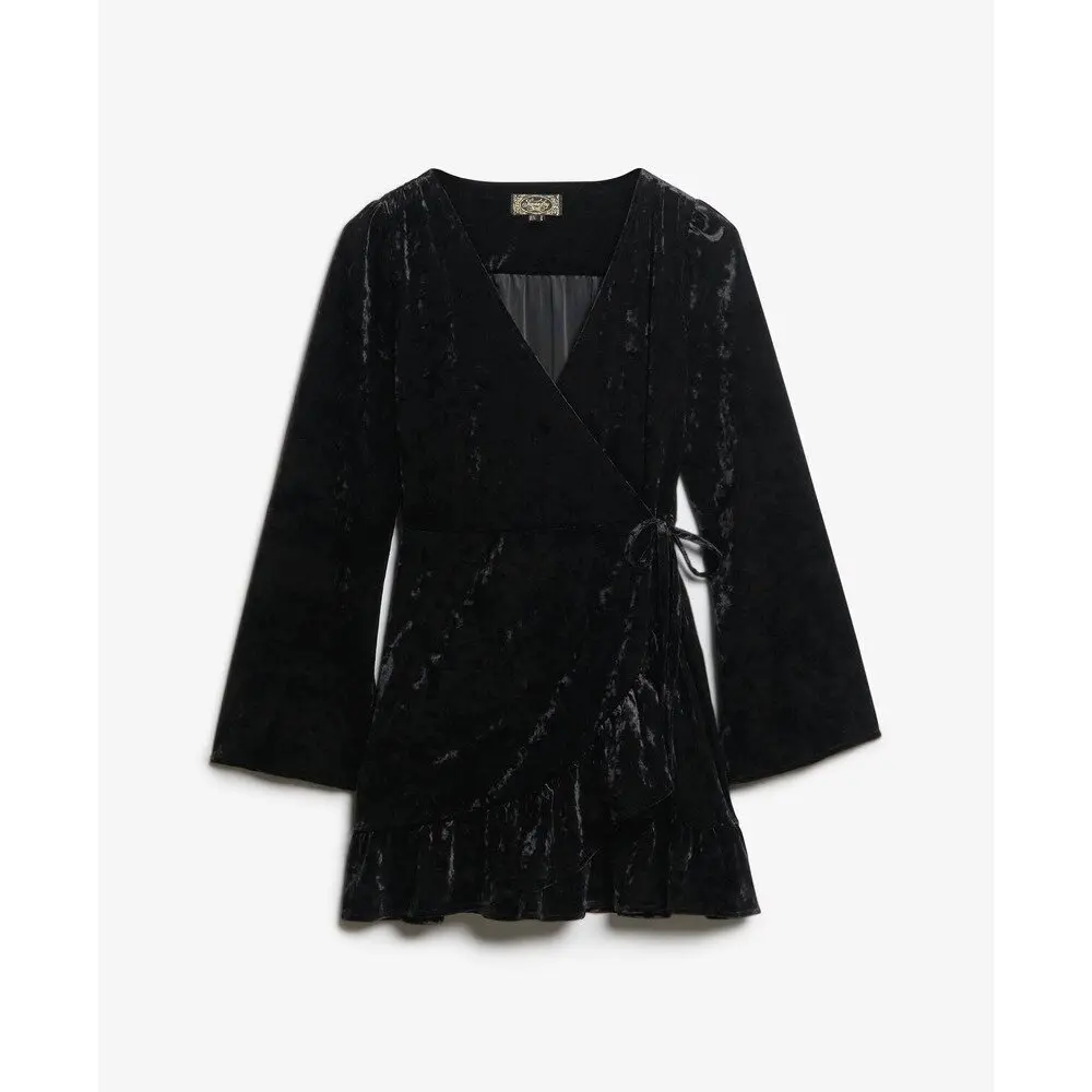 Vestito corto a portafoglio in velluto donna Superdry