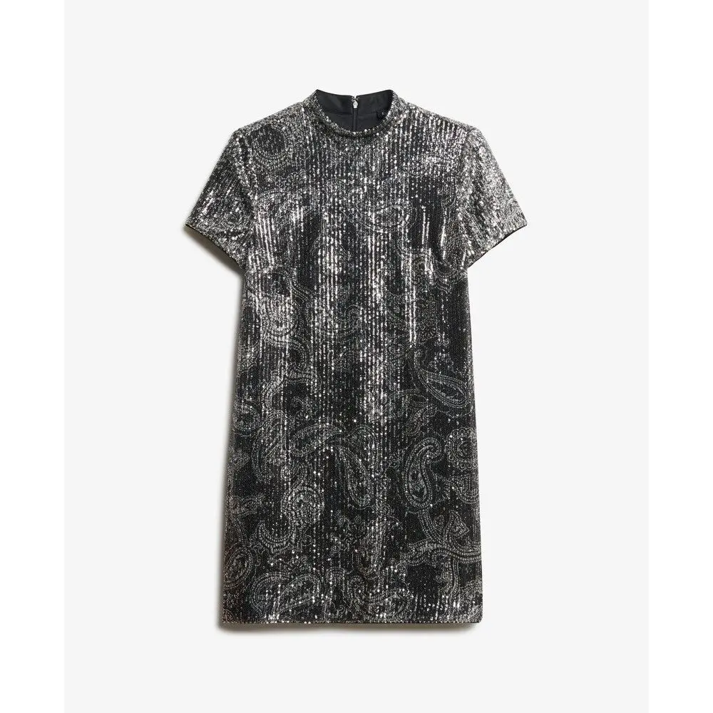 5063068864941 - Kurzes T-Shirt-Kleid mit Pailletten für Frauen Superdry 5063068864941 - Kurzes T-Shirt-Kleid mit Pailletten für Frauen Superdry