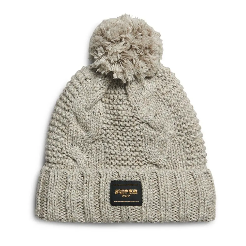 5059726924065 - - Strickmütze in meliertem Hellbeige mit Zopfmuster-Neutral