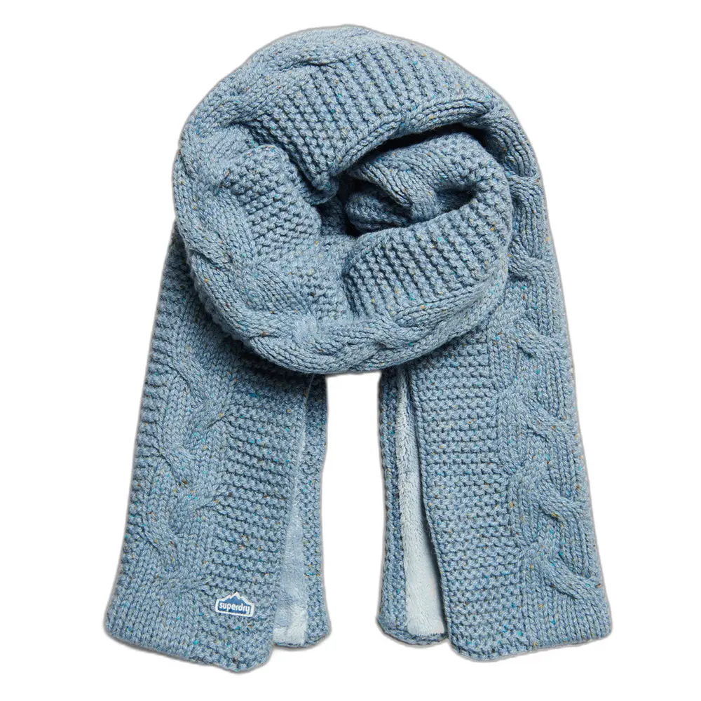 5059726072629 - Womens Strickschal mit Zopfmuster Hellblau - Größe 1Größe