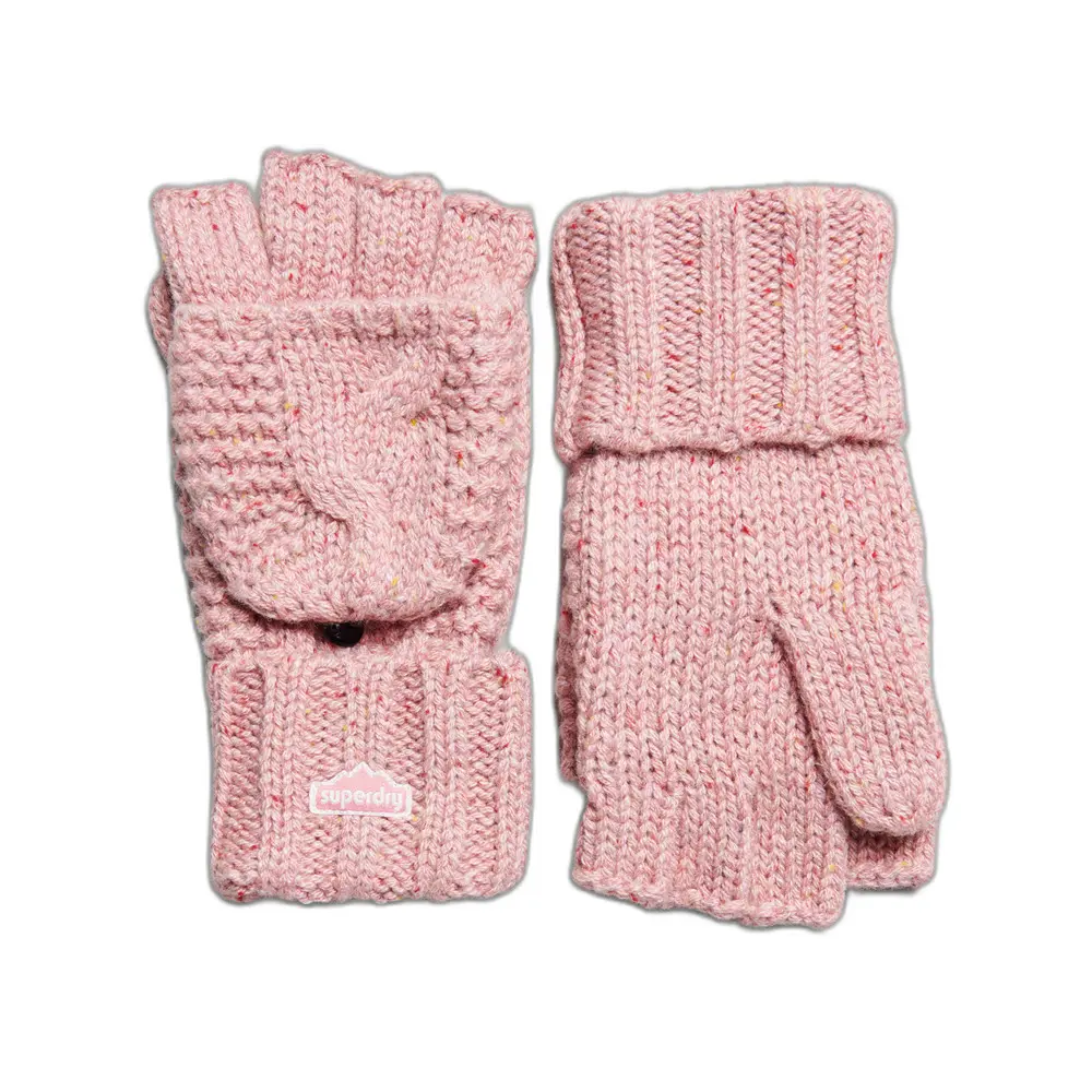 5059726072674 - Womens Strickhandschuhe mit Zopfmuster Pink - Größe 1Größe