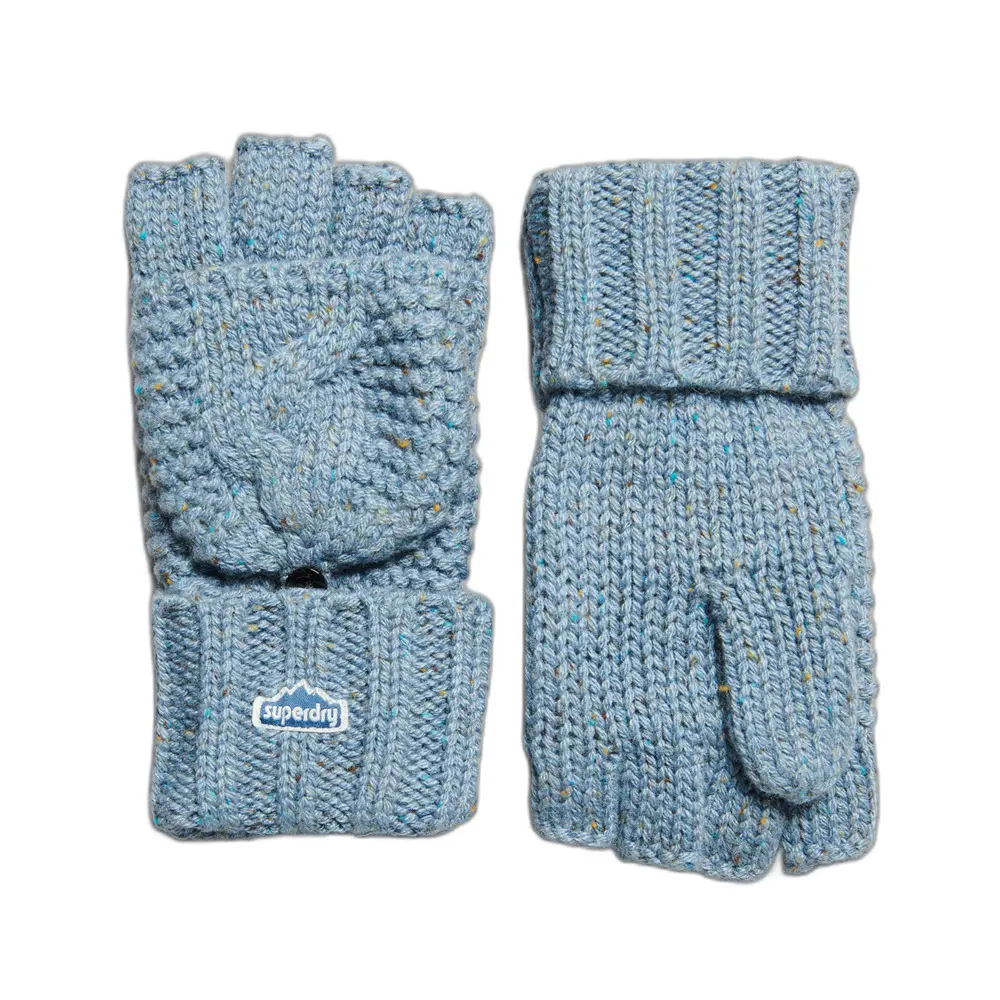 5059726072681 - Womens Strickhandschuhe mit Zopfmuster Hellblau - Größe 1Größe