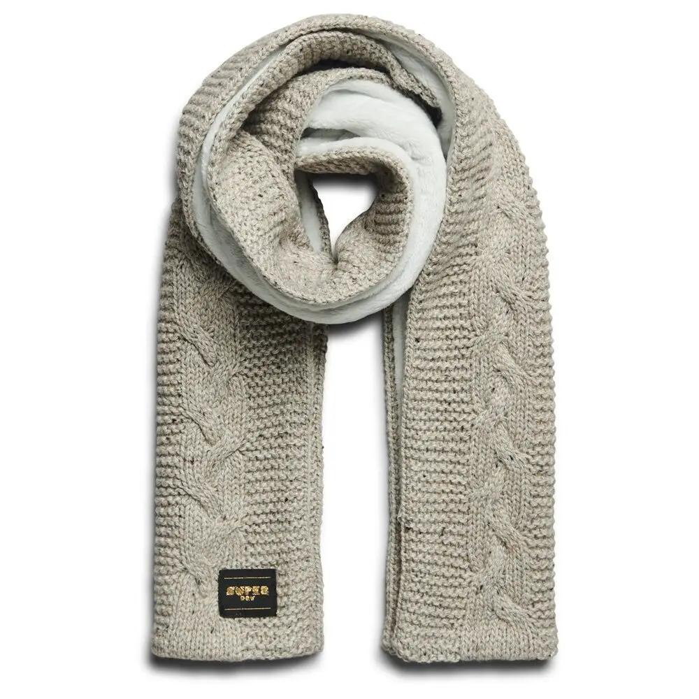 5059726924386 - - Strickschal in meliertem Hellbeige mit Zopfmuster-Neutral