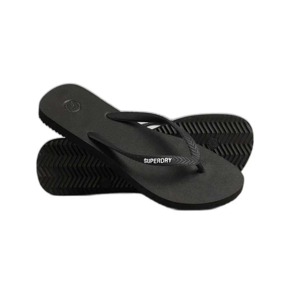 5057847703798 - Womens Vintage Classic Flip-Flops Schwarz - Größe S