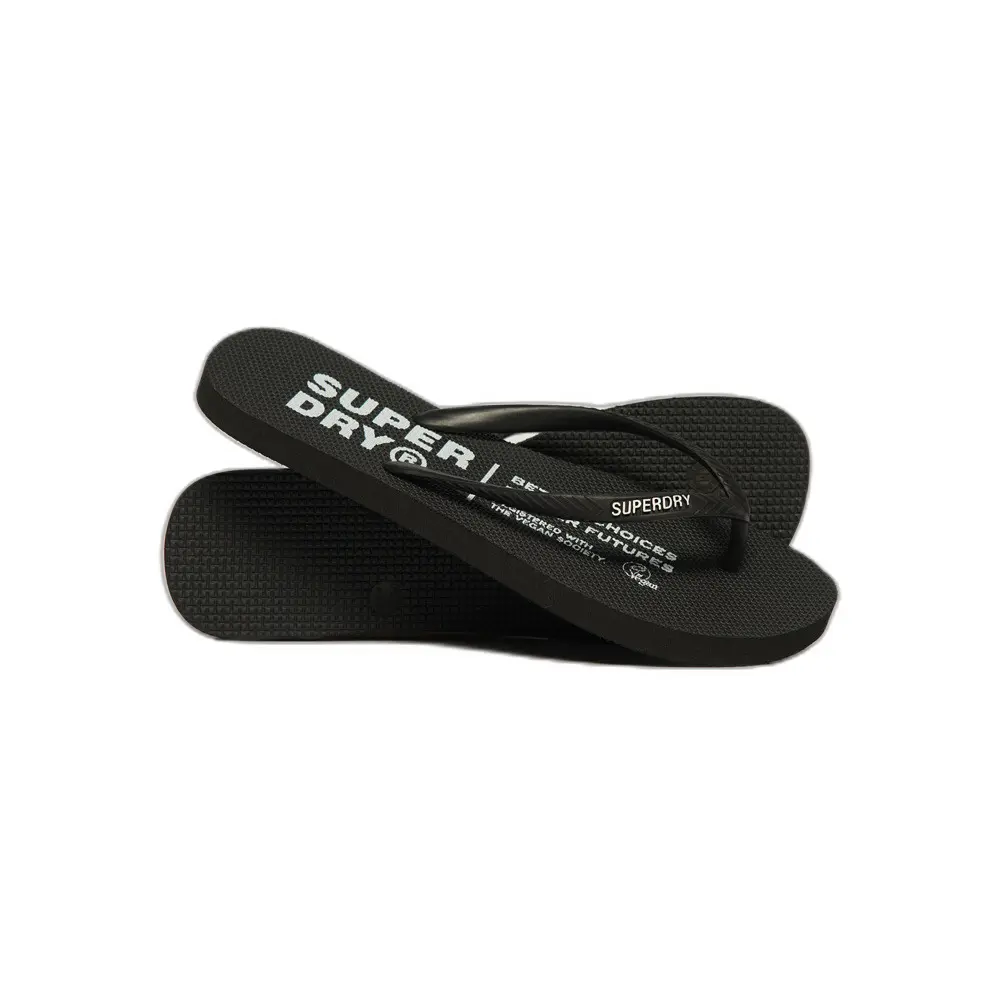 5059726540524 - Damen Schwarz und Weiß Vegane Flip-Flops Mit Logo-Druck Größe M - Größe M