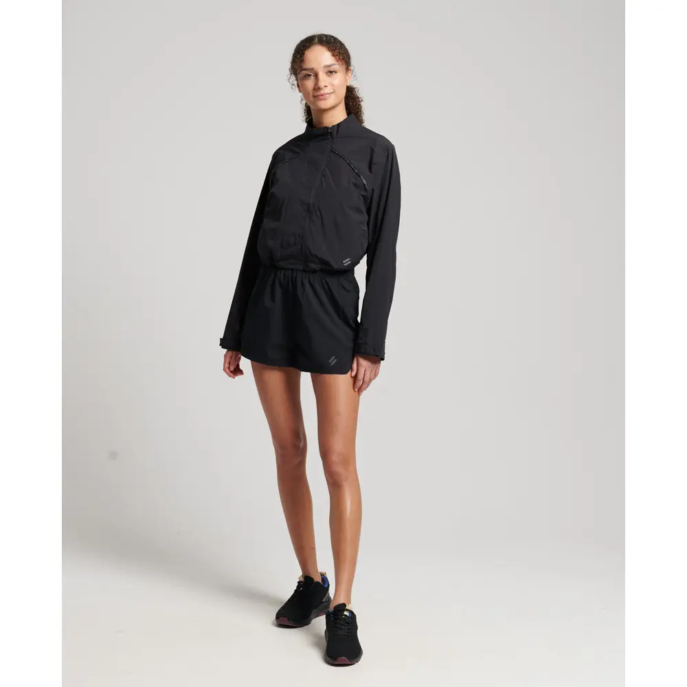 5057847538482 - Damen Sport Verkürzte Wetterfeste Laufjacke Schwarz - Größe 38