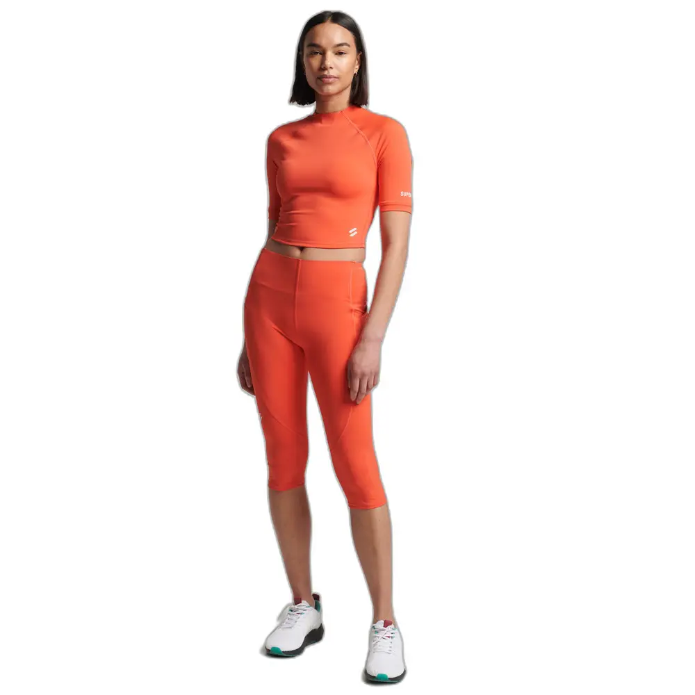 5057847539199 - Womens Sport Verkürzte eng Anliegende Run Leggings Koralle - Größe 40