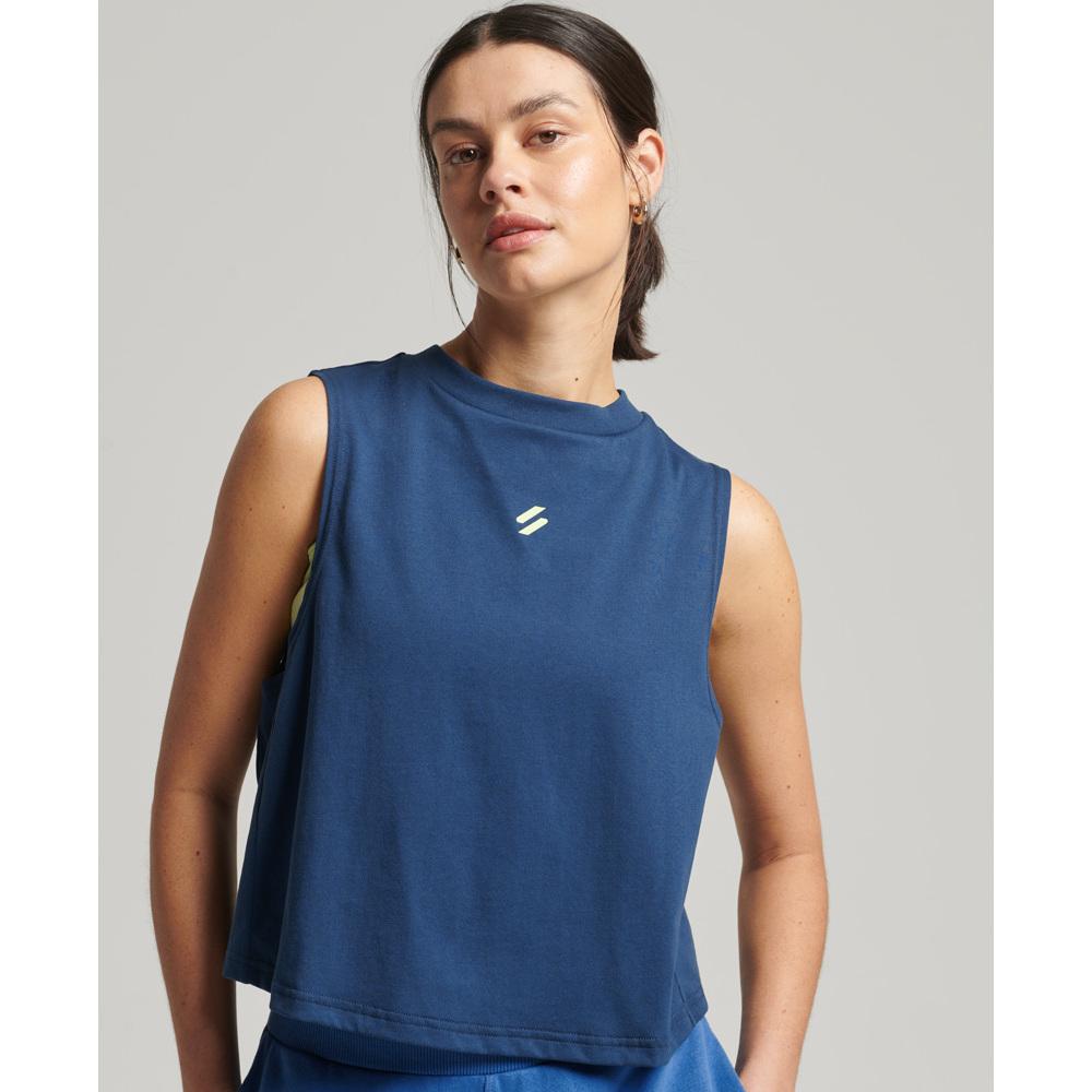 5057847542922 - Womens Sport Verkürztes Locker Geschnittenes Run Tanktop Blau - Größe 44