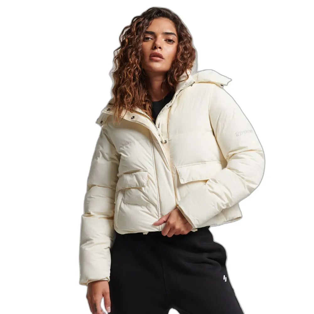 5057847949134 - Womens Sport Kastenförmige Train Steppjacke Creme - Größe 44