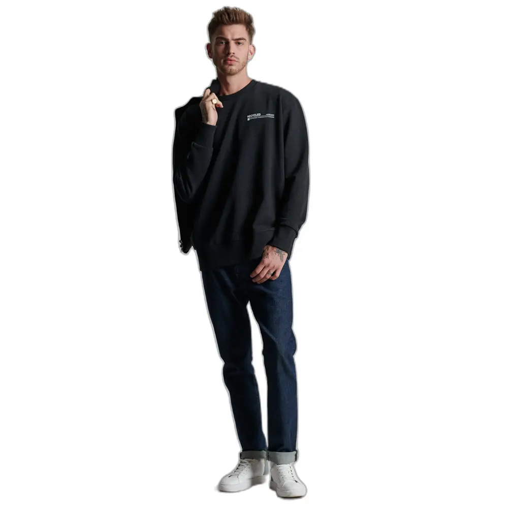 5057847812643 - Mens Recycled Micro Top Sweatshirt mit Rundhalsausschnitt Schwarz - Größe S M