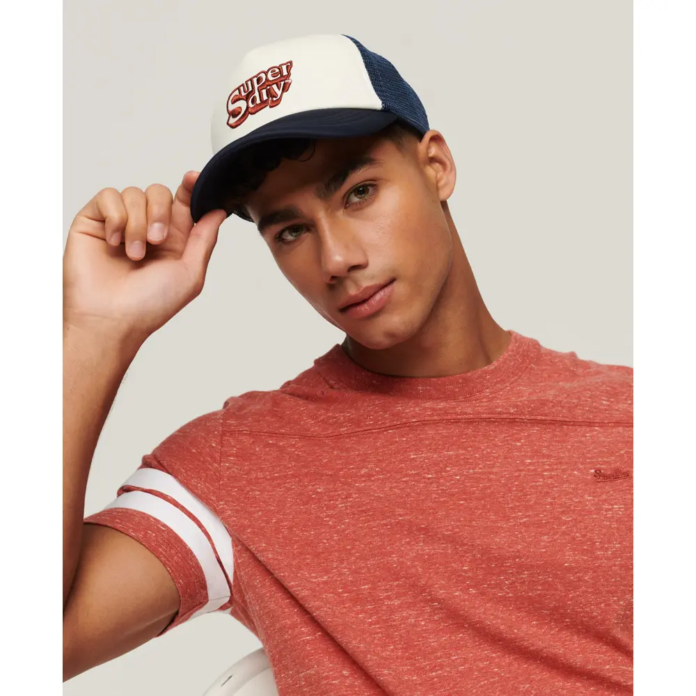 5059726540807 - Womens Damen Marineblau und Weiß Vintage Trucker Cap mit Logo-Druck Größe Einheitsgröße - Größe 1Größe