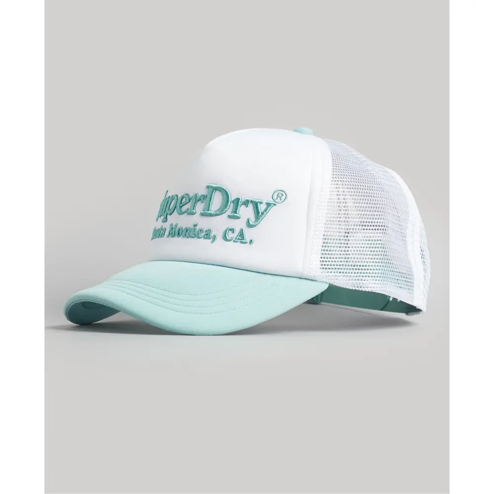 5059726540869 - Damen Weiß und Türkis Vintage Trucker Cap Größe Einheitsgröße Weiss und Tuerkis - Größe 1Größe