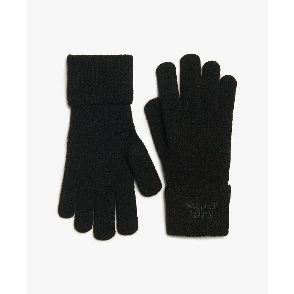 5063068398903 - Strickhandschuhe SUPERDRY SOFT RIB KNIT GLOVES Damen schwarz Strick Materialmix unifarben Handschuhe
