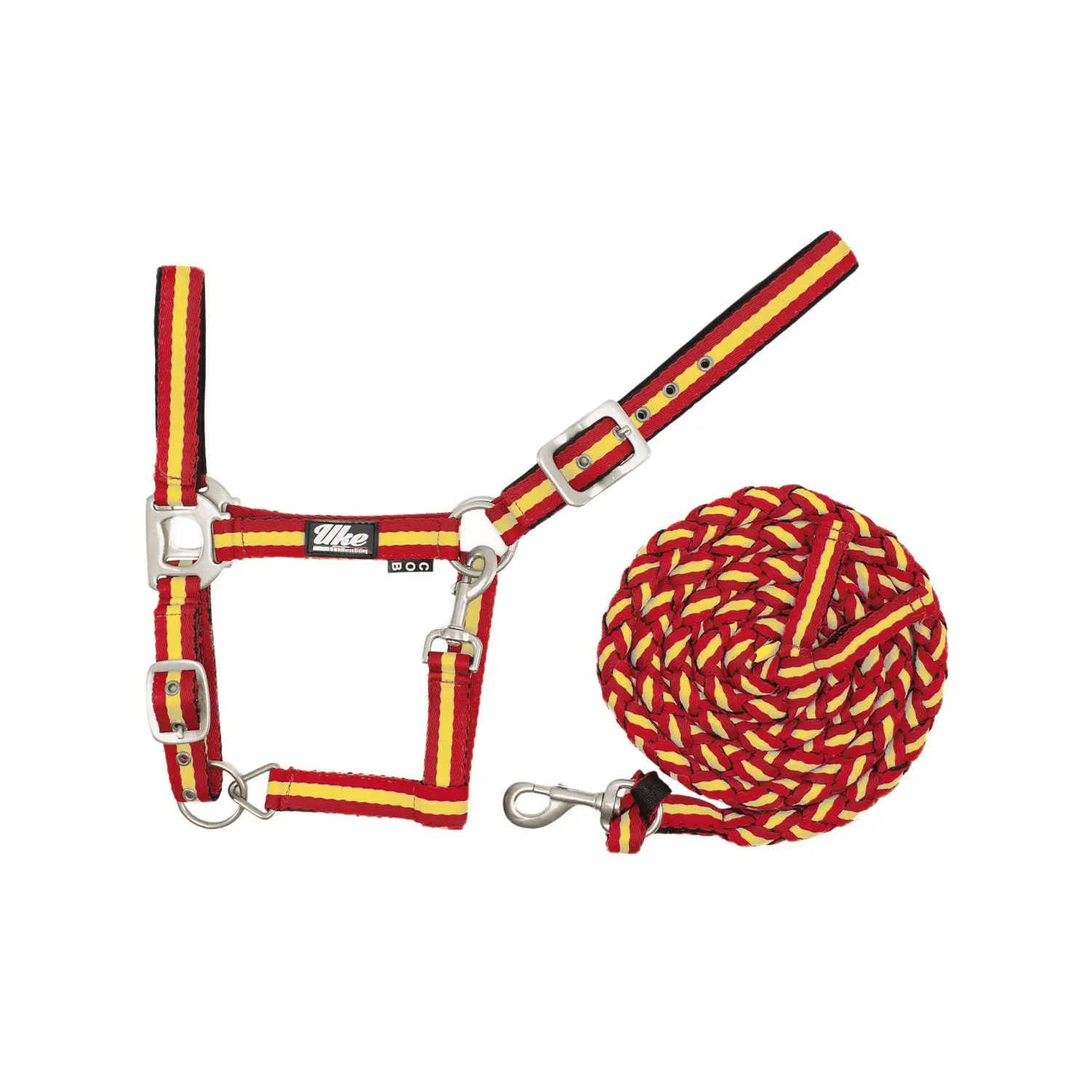 Licol pour cheval en nylon avec cuir et laisse Supreme