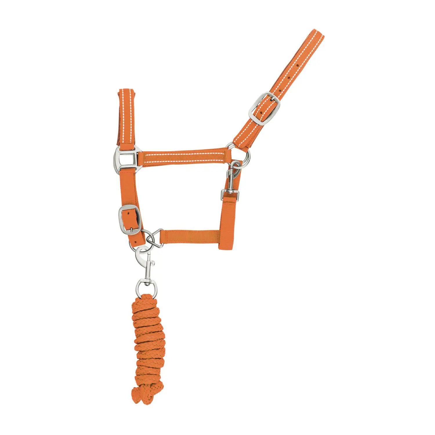 Supreme Orange Reflective Nylon Halter And Lead Rope Set For Horse