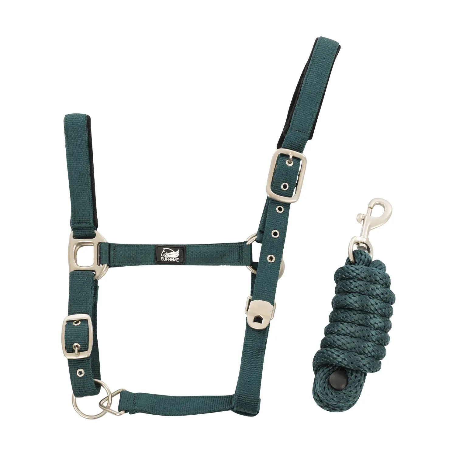 Supreme Vert Nylon Halter And Braided Lead Rope Set For Horse