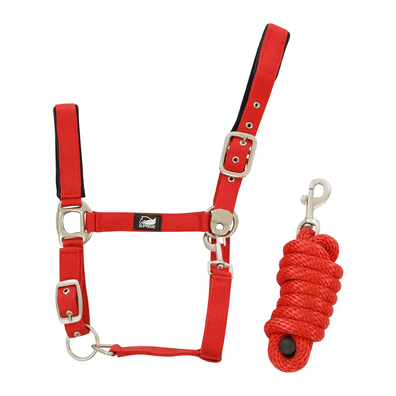 Supreme Rouge Nylon Halter And Braided Lead Rope Set For Horse