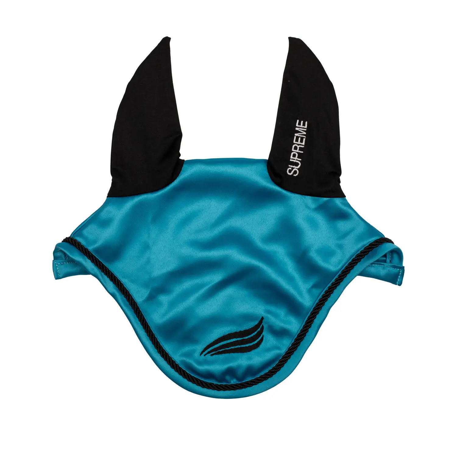Supreme Bleu Satin Fly Mask For Horse With Elastic Ears