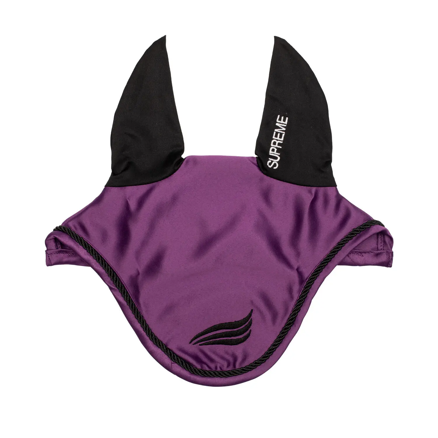 Bonnet anti-mouches pour cheval en satin avec oreilles élastiques Supreme