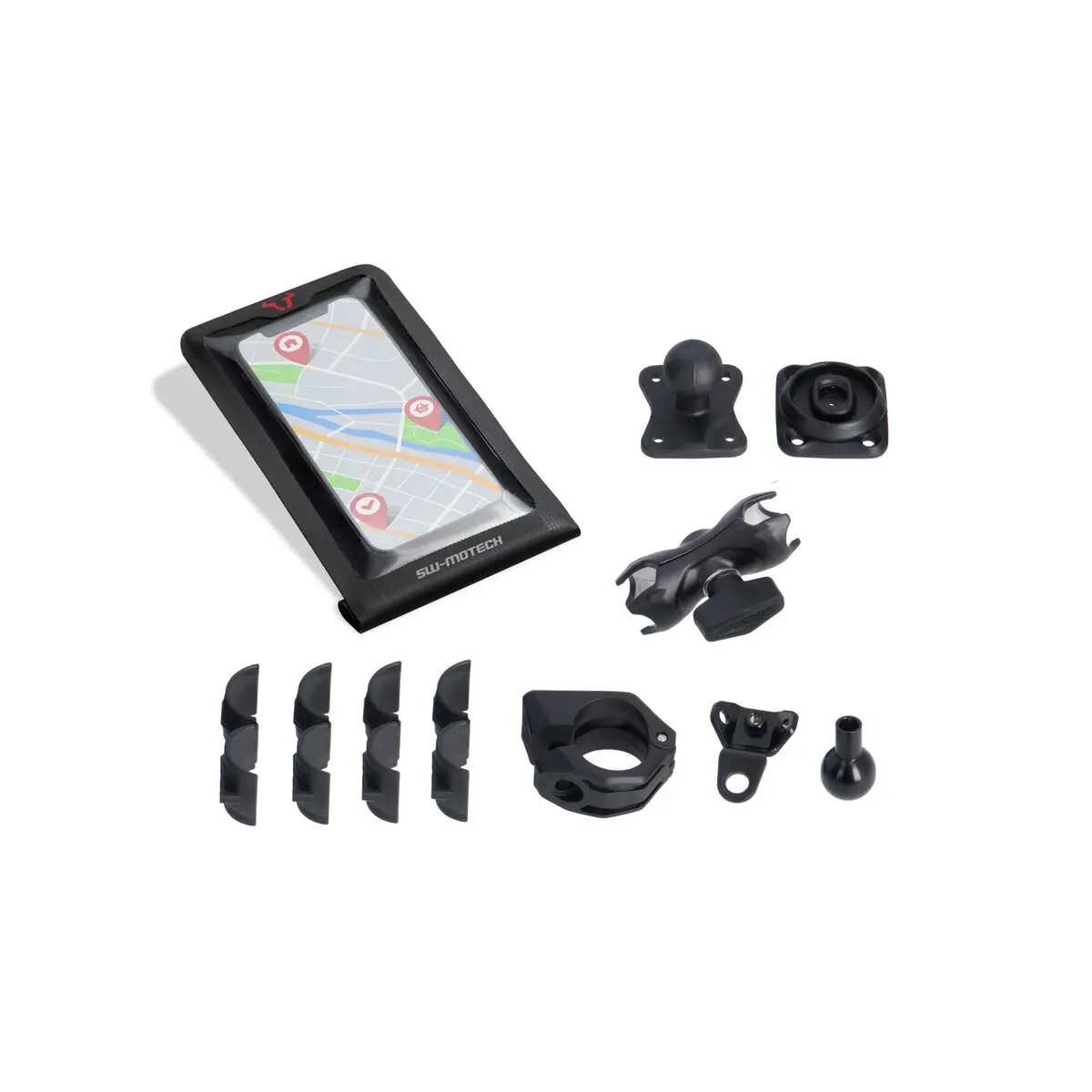 Universal-Motorrad-Smartphone-Halterung mit Smartphone-Drybag . inkl. Arm. für Lenker/Spiegelbefestigung SW-Motech