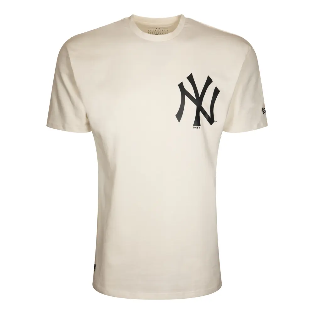 0194089031878 - New Era Herren T-Shirt MLB Big Logo Oversized Tee NY YANKEES Beige