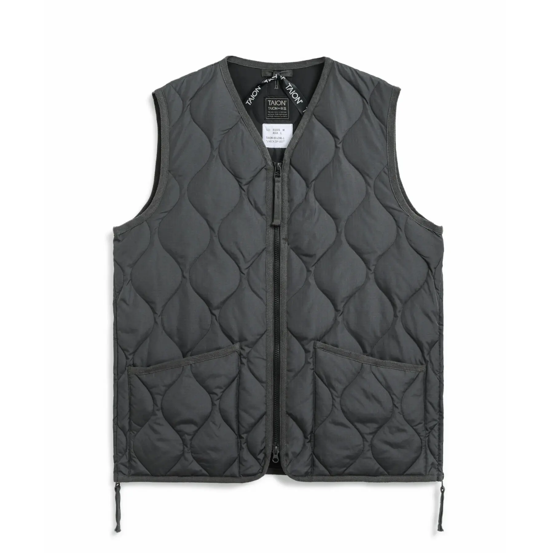 4573693006568 - Ärmellose militärische Daunenjacke mit Reißverschluss und V-Ausschnitt Taion