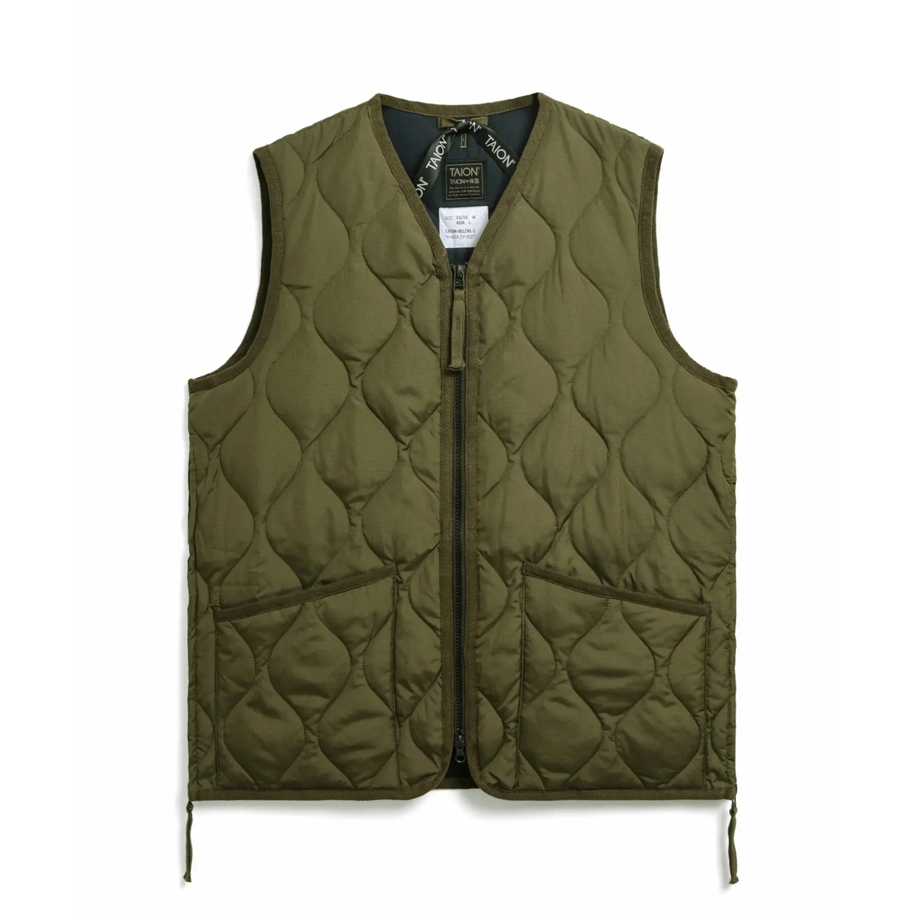 4573693006759 - Ärmellose militärische Daunenjacke mit Reißverschluss und V-Ausschnitt Taion