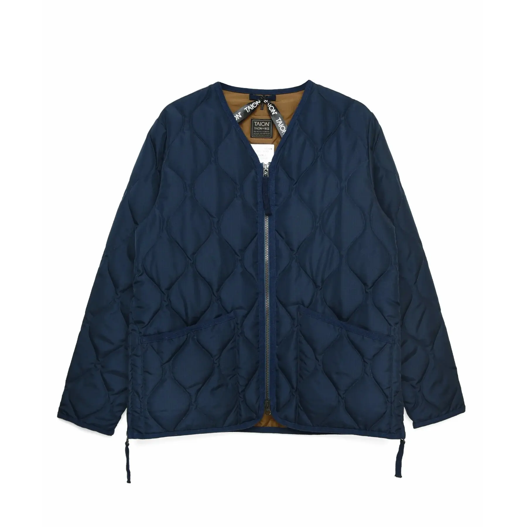 Taion Unisex Bleu Military V-Neck Zip Jacket