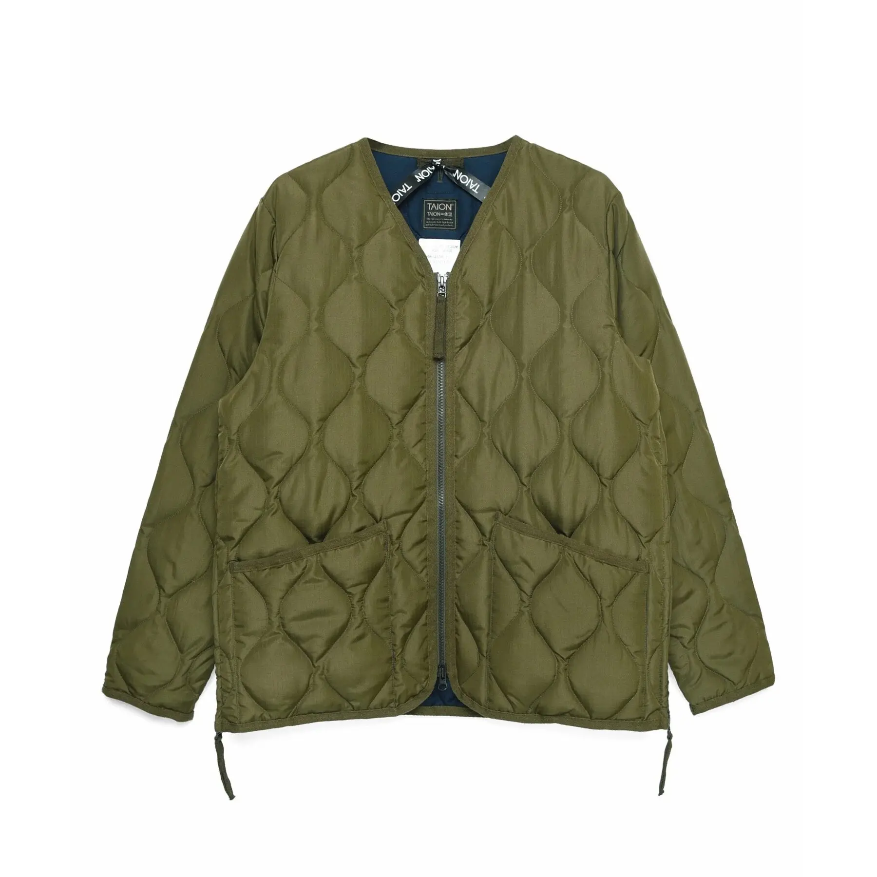 Military v-neck zip jacket Lining Taion