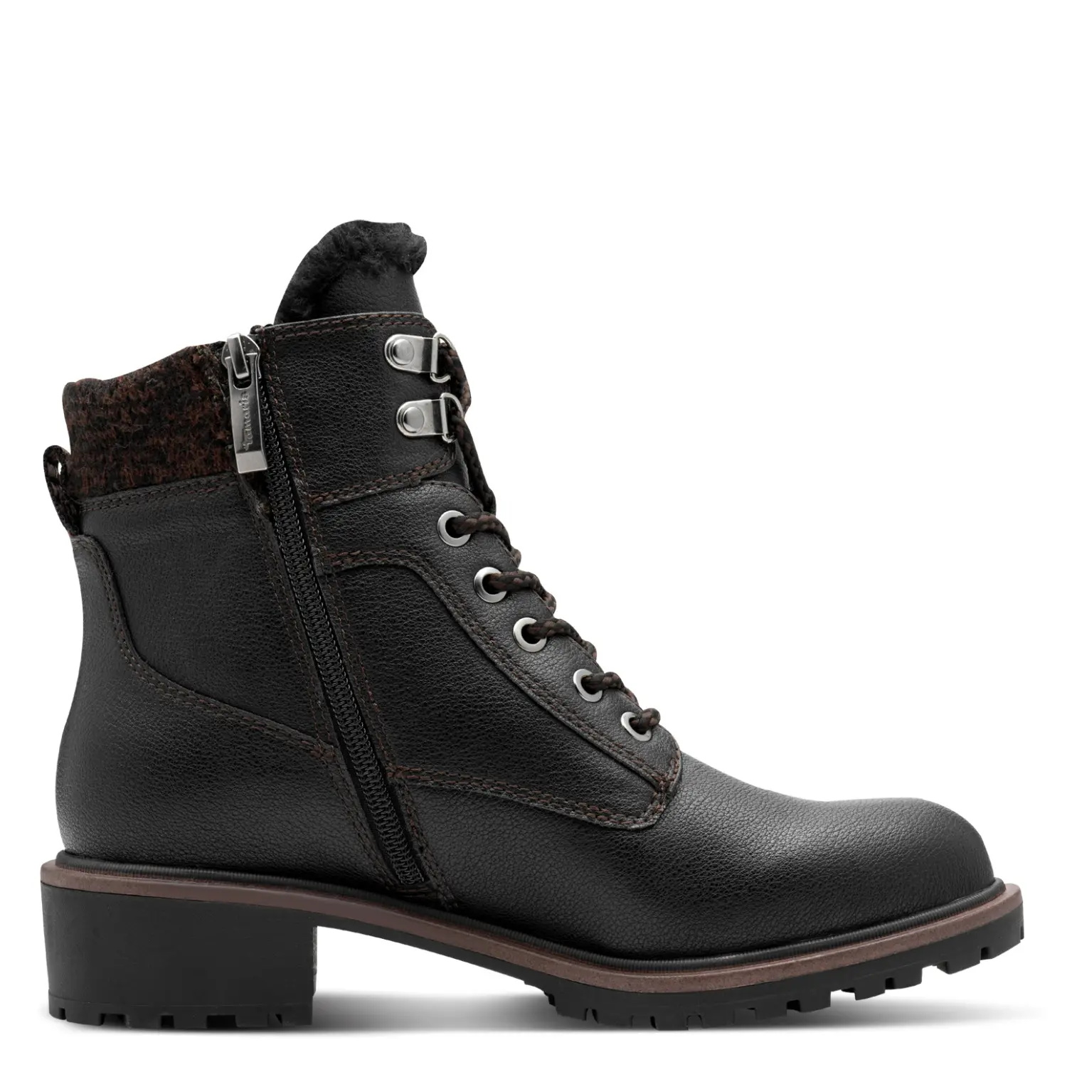 Tamaris Women's Noir Lace-Up Fur-Lined Ankle Boots 1-26266-43