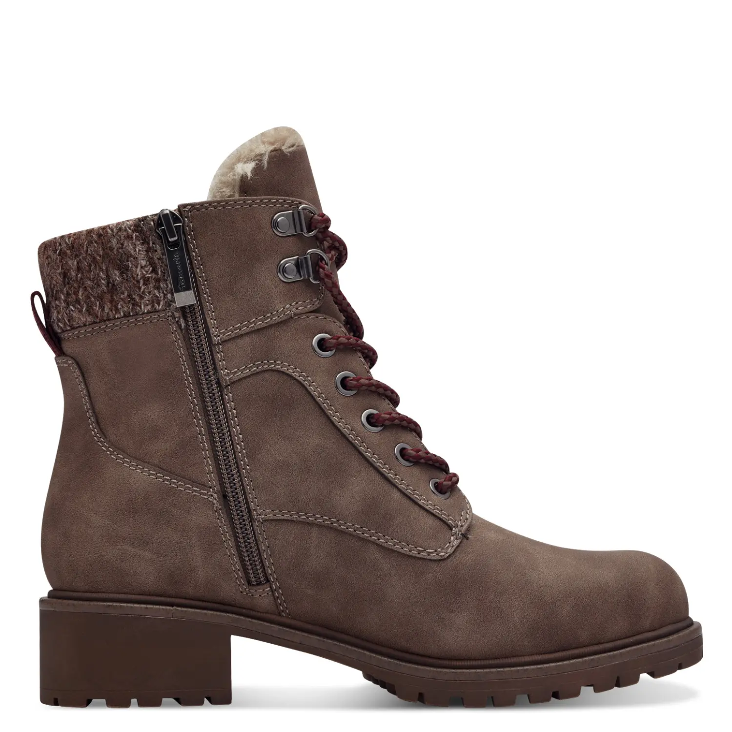 Tamaris Women's Marron Lace-Up Fur-Lined Ankle Boots 1-26266-43