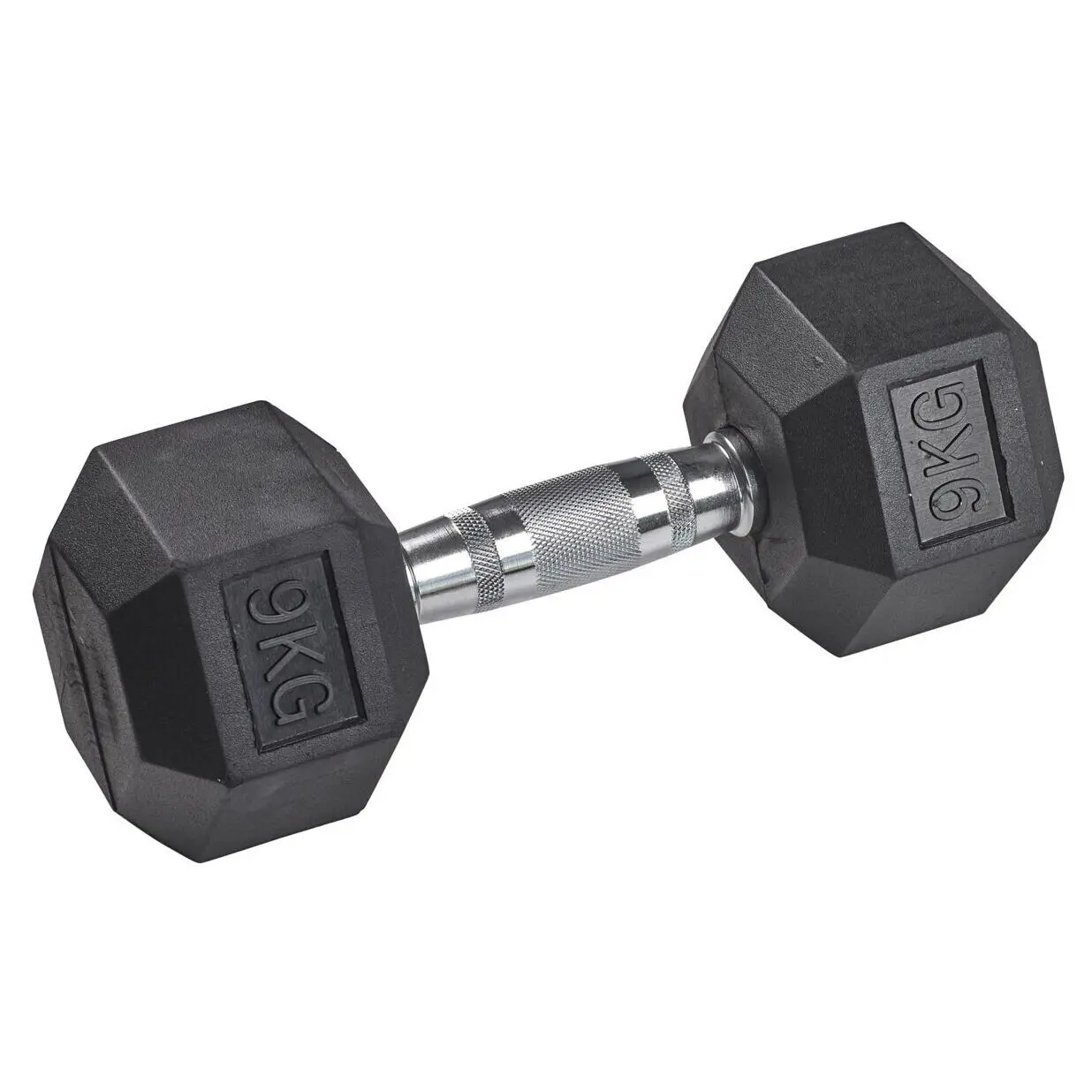 Tanga sports Haltère en caoutchouc HEX , Argenté, Taille 9 kg