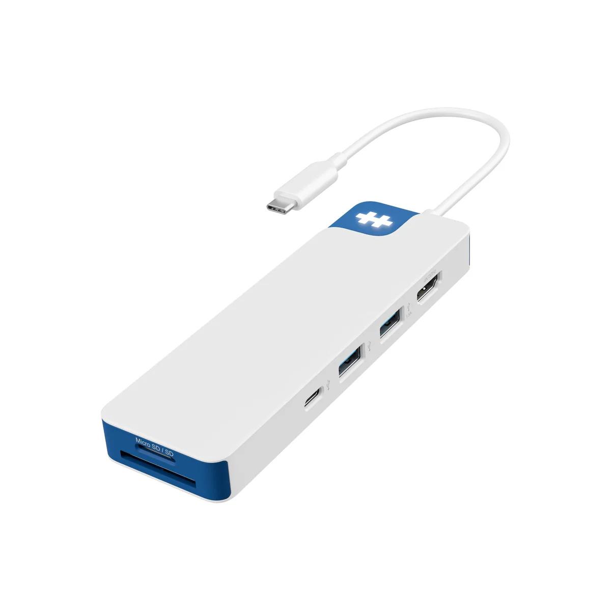 1220000630734 - HD4102 BL - PortReplicator Dockingstation USB-C 8 Port blau