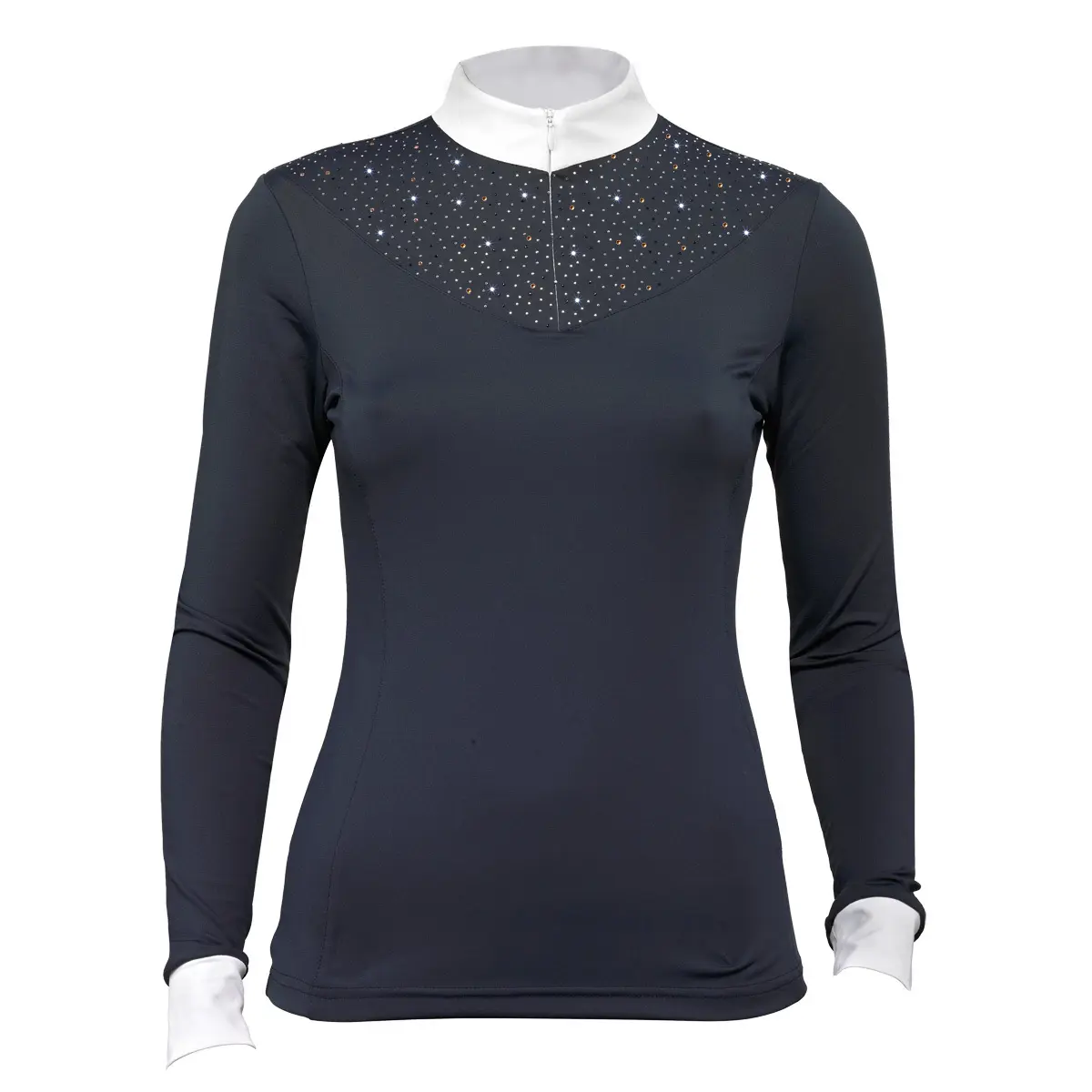 Tattini Bleu Dames Wedstrijdpolo Met Lange Mouwen